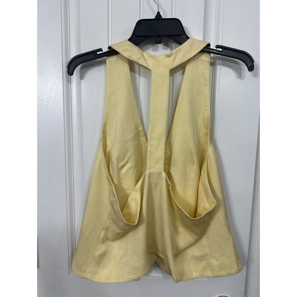 Express Women Yellow Linen Blend T-Back Halter Tailored Vest Waistcoat XL NEW - Picture 4 of 8